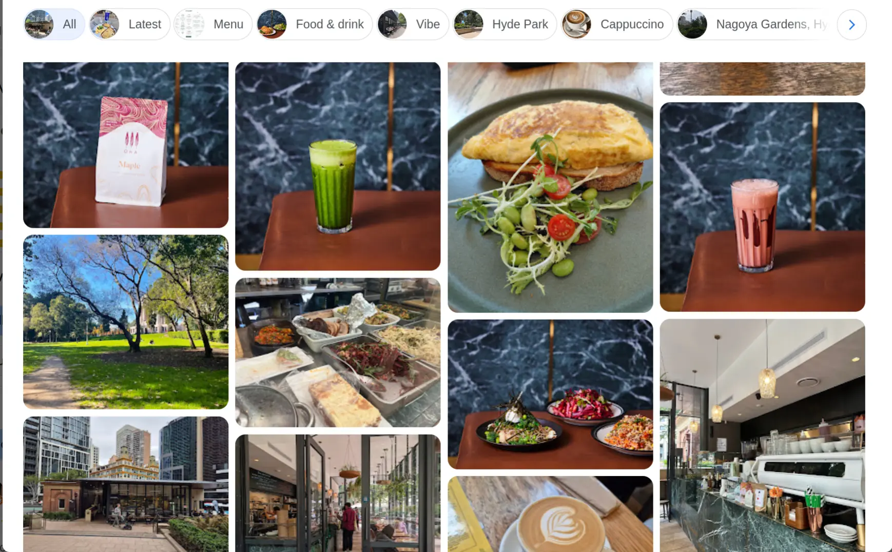 High-quality, appetising photos of cafe food and interior showcasing professional presentation